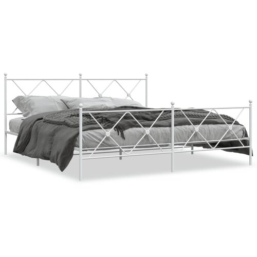 vidaXL Kovinski posteljni okvir z vzglavjem in vznožjem bel 183x213 cm Cene