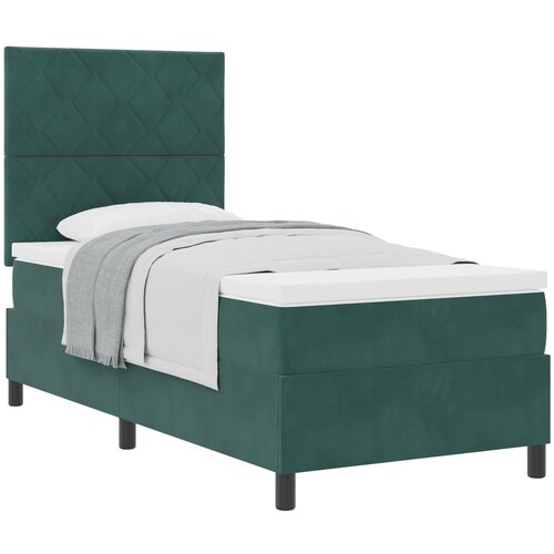 vidaXL Postelja z vzmetnico, temno zelena, 100x200 cm, žamet, (22051788) Cene