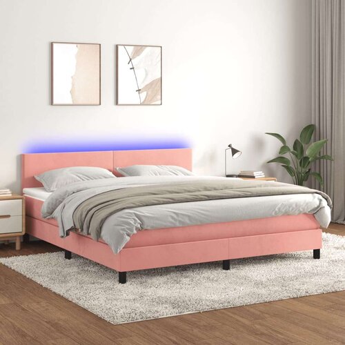 Box spring s madracem LED ružičasti 160x200cm bar&amp;scaron;unasti Slike