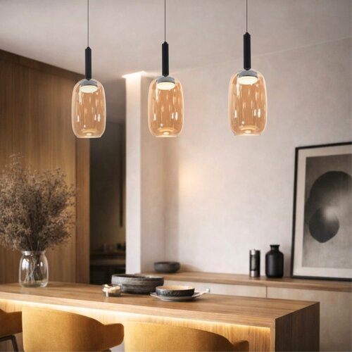  visilica na sajli bueno 1xGX53/9W/230V prečnik 15 cm zadimljeno braon Slike