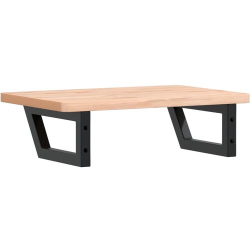  Zidna polica za umivaonik od čelika i masivne bukovine Smeđa 60 x 40 x 2.5 cm Slike