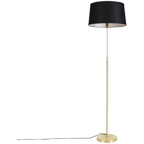 QAZQA Stoječa svetilka zlata / medenina s črno platneno senco 45 cm - Parte Cene