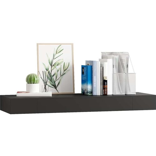  Plutajuća zidna polica s ladicom crna 80 x 25 x 8 cm Slike