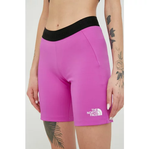 The North Face Sportske kratke hlače Mountain Athletics za žene, boja: ljubičasta, glatki materijal, srednje visoki struk