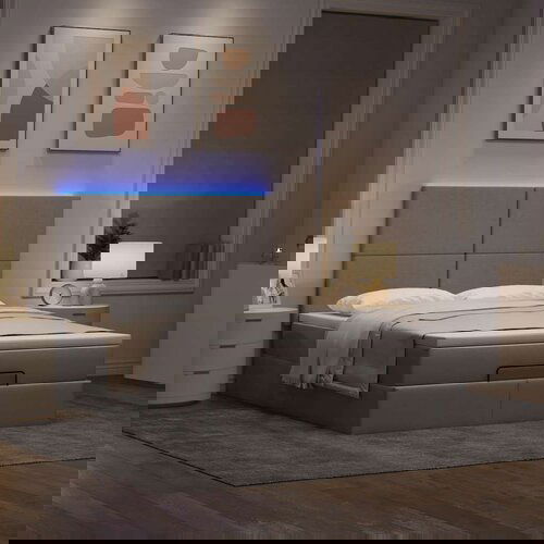 vidaXL Otomanski posteljni okvir z vzmetnico taupe 140x200 cm blago Cene