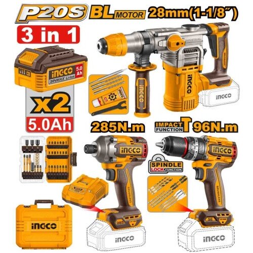 Ingco cosli250693e aku set (hamer+bu&scaron; 96nm+ud odvijaČ 285nm) super ( COSLI250693E ) Cene
