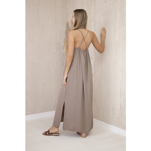 Kesi Włoski Włoski Long dress with straps fango Slike