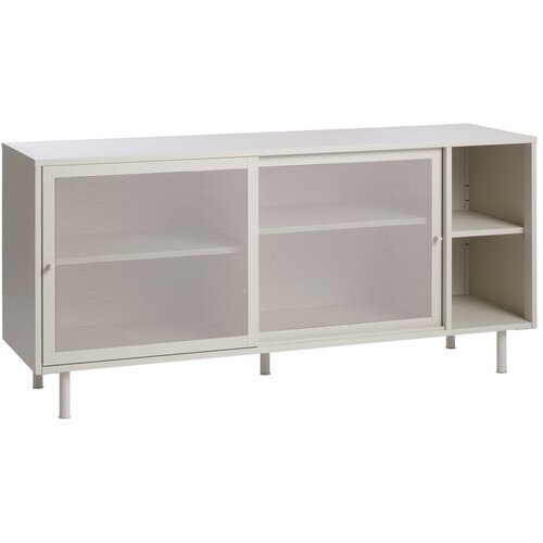 Unique Furniture Bela kovinska nizka komoda z drsnimi vrati 160x75 cm Veep &amp;ndash; Slike