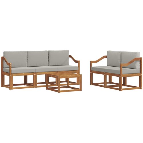  Set vanjskih sofa 6 kom. Prirodna i svijetlo siva Slike