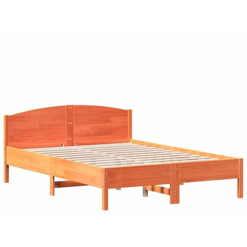 VidaXL Posteljni okvir z vzglavjem vo&amp;scaron;čeno rjava 140x200 cm borovina, (21007106) Slike