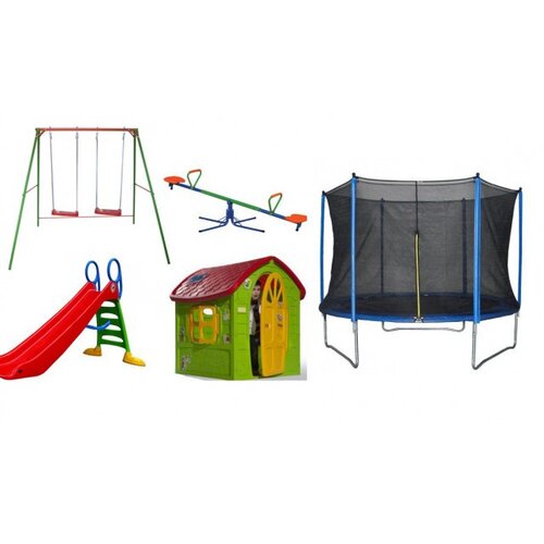  Dečiji komplet za dvori&scaron;te ( Playground 1A ) Trambolina + Ljulja&scaron;ka + Kućica + Tobogan + Klackalica Cene