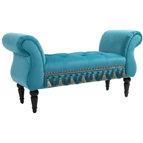 Nesta Luksuzna oblazinjena klop, modra, iz poliestra in kavčukove pene, elegantna sedežna klop 117&times;40&times;58 cm, (5000493863) Cene