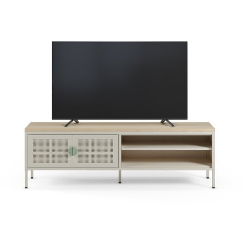 Marckeric Kremno bela/v naravni barvi kovinska TV omarica 160x50x35 cm Sayla &amp;ndash; Slike