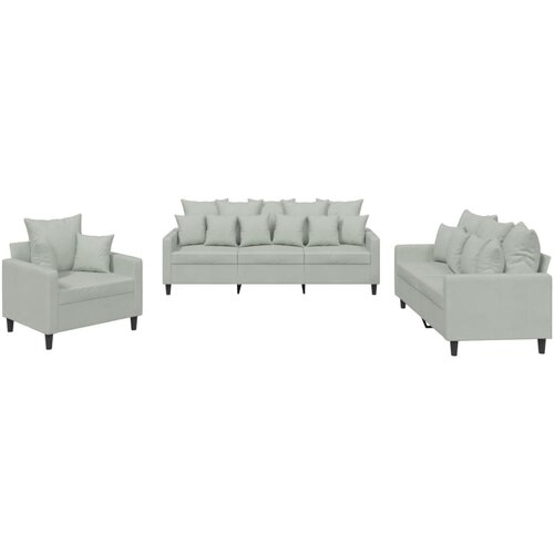 Maison Chic Sedežna garnitura - kavč 3-delna z blazinami svetlo siv žamet, (21729003) Cene