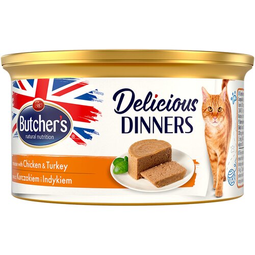 Butcher&amp;#039;s Ekonomično pakiranje Delicious Dinners za mačke 48 x 85 g - Piletina i puretina Slike