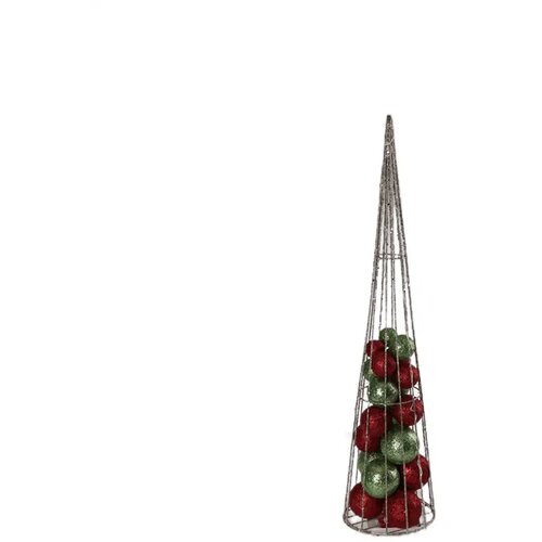 Wire cone, jelka, sa kuglama, crveno-zelena, LED, 60cm ( 761062 ) Cene