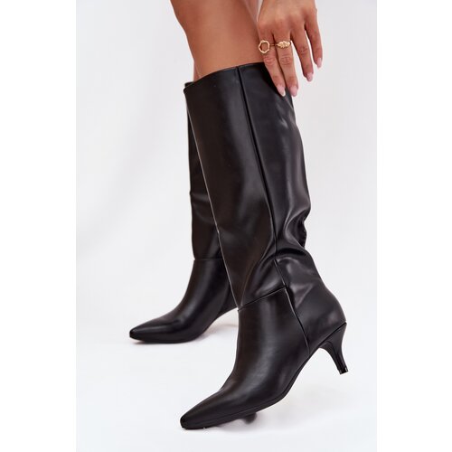 Boto Women's boots with low heel lined with eco leather black Marcellia Cene