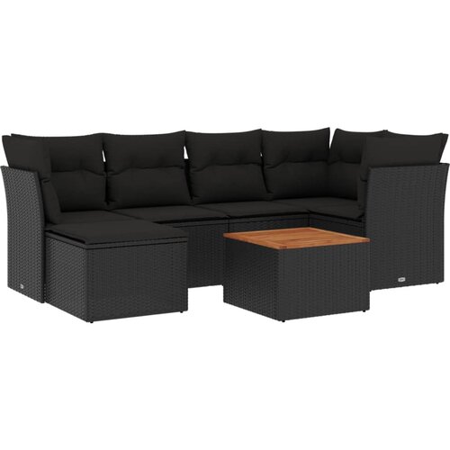 vidaXL 7-dijelni set vrtnih sofa od poliratana s jastucima crni Cene