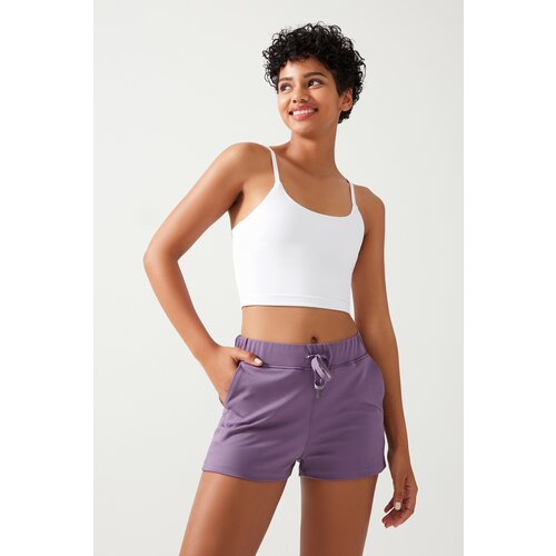 LOS OJOS Women's Lilac Pocket Elastic Waist Basic Fit Sports Slike