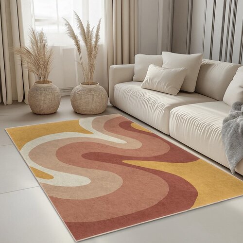 Mila Home Oker rumena/pra&amp;scaron;no rožnata pralna preproga 80x150 cm Strawberry Creamsicle &amp;ndash; Slike