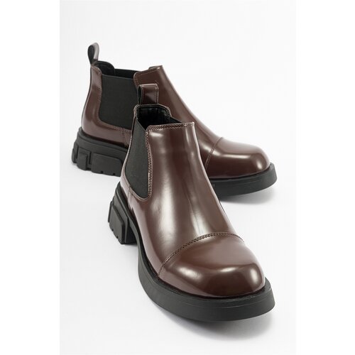 LuviShoes CAFUNE Brown Patent Leather Women's Boots Cene