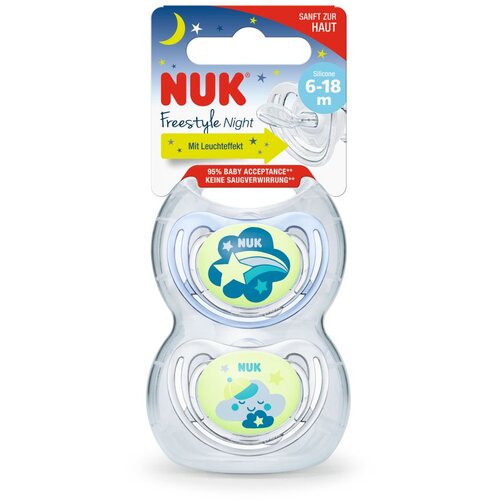 Nuk tolažilna duda - silikon Freestyle (6-18 m), 2 kosa Multicolor Cene