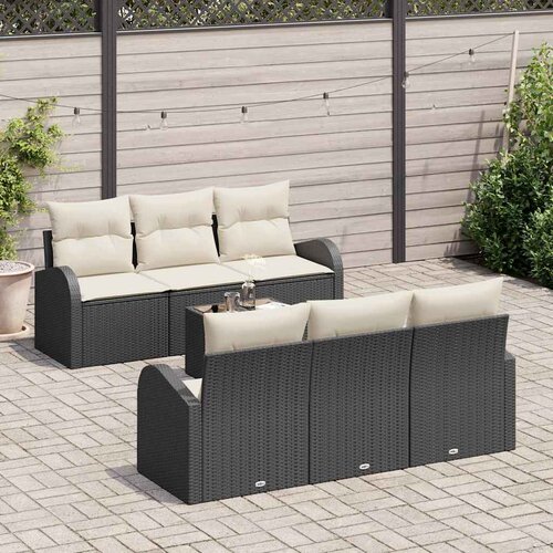  Sjedeća garnitura za vrt 7 kom. 6-Broj sjedala Crna i Krema 179 x 62 x 69 cm Slike