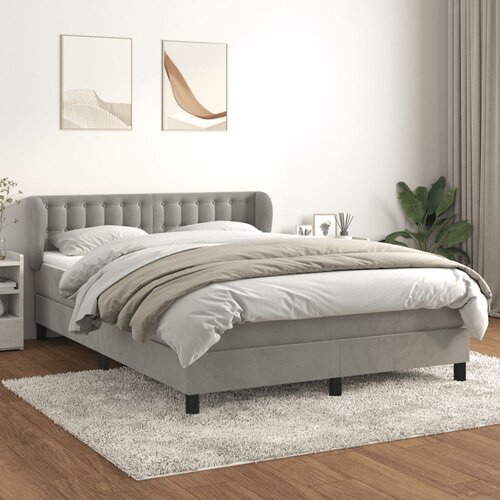 vidaXL Box spring postelja z vzmetnico svetlo siv 140x190 cm žamet Cene