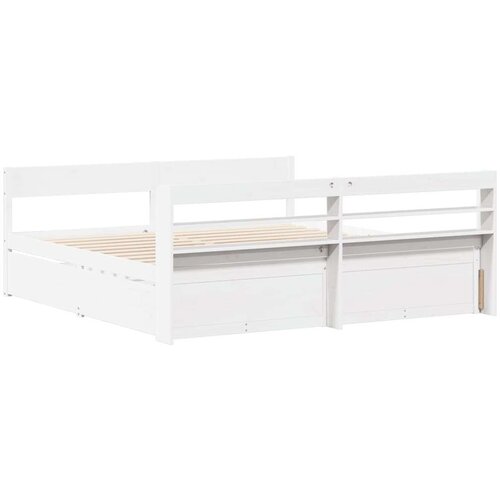 VidaXL okvir kreveta bez madraca bijeli 200x200 cm od masivne borovine Slike