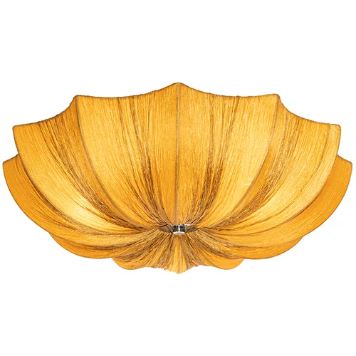 QAZQA Dizajnerska stropna svetilka zlata svila 52 cm 3-svetlobna - Plu