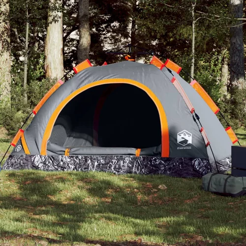 Šator za kampiranje za 4 osobe sivo-narančasti brzo otpuštanje