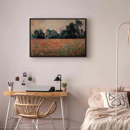  Slika - Claude Monet &amp;ndash; Field with wild Poppies 60x40 U crnom drvenom okviru Slike