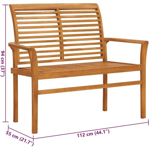  Klupa s krem jastukom 112 cm od masivne tikovine Slike