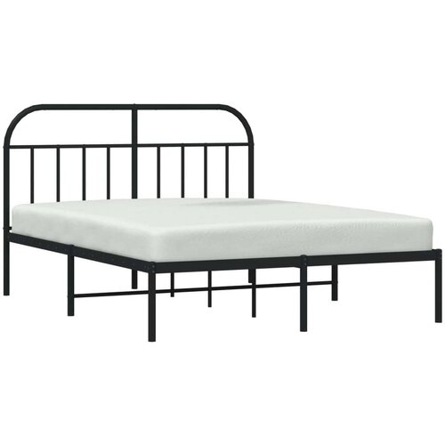 VidaXL Metalni okvir za krevet s uzglavljem crni 135x190 cm Slike