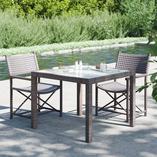  Vrtni stol 90x90x75 cm od kaljenog stakla i poliratana smeđi