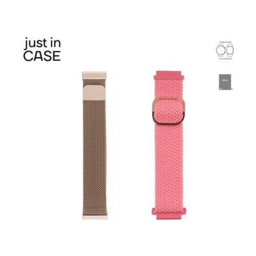 Just in case 2u1 narukvica 20mm pink milanese + pink tekstil ( MT20PKPK ) Slike