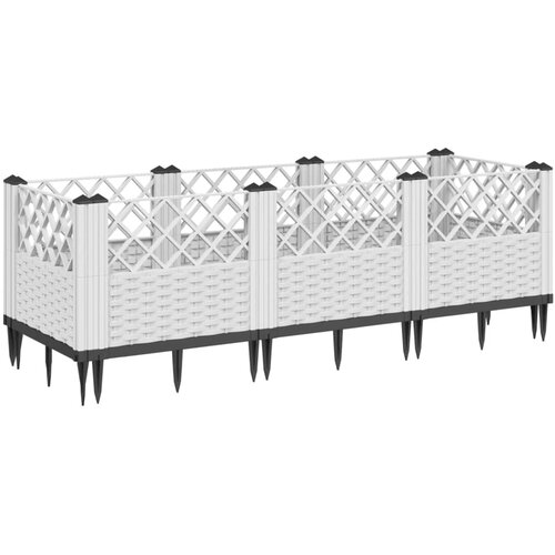  Vrtna sadilica s klinovima bijela 123,5x43,5x43,5 cm PP Slike