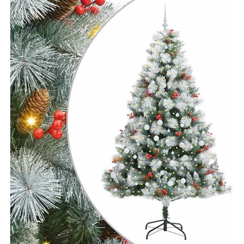  Umjetno božićno drvce s LED trakama Zelena i bijela 240 cm Cene
