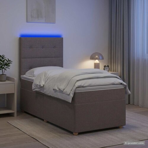  Boxspring krevet s madracem Sivosmeđa 90 x 200 cm Tkanina - Sivosmeđa 90 x 200 cm Prošiveno gumbima Cene