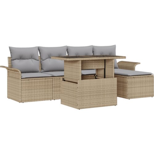  6 Komada Vrtni Sofa Set s Jastucima Bež Poli Ratan Cene
