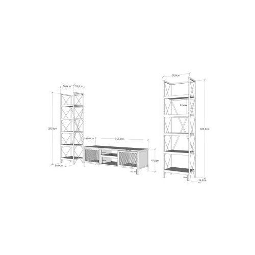 Kalune Design Televizijski komplet v sivi in naravni barvi 150x47 cm Maxim - Kalune Design Slike