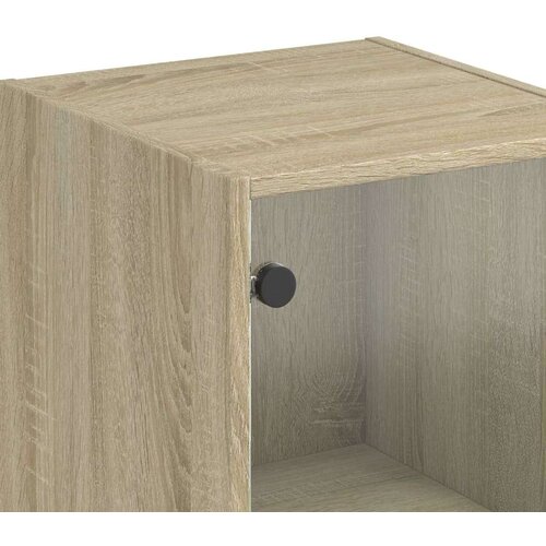 VidaXL Visoka komoda sa staklenim vratima boja hrasta 35 x 37 x 142 cm Slike
