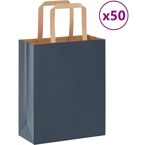 vidaXL Papirnate vrećice 50 kom s ručkama plave 18x8x22 cm Cijene