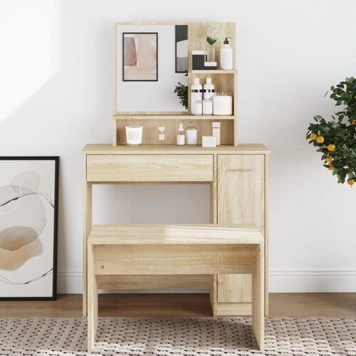 vidaXL Toaletni stolić s ogledalom boja hrasta sonome 86,5x35x136 cm Cijene