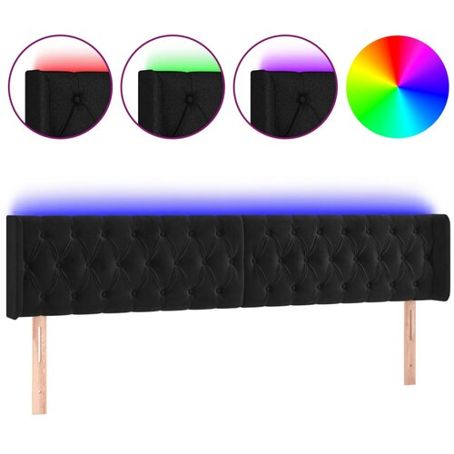 Maison Chic led posteljno vzglavje - vzglavna omarica - nočna omarica črno 203x16x78/88 cm žamet, (21710386) Slike