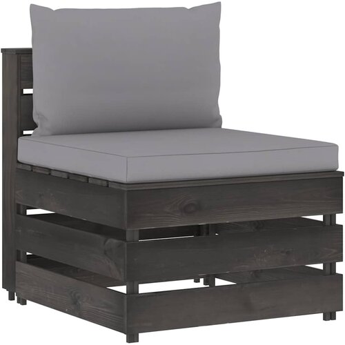  Modularna srednja sofa s jastucima od sivo impregniranog drva Siva Cijene