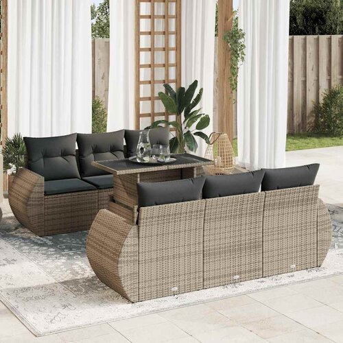  7-dijelni set vrtnih sofa sivi od poliratana Slike