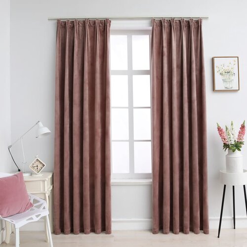 VidaXL Zavjese za zamračivanje 2 kom bar&amp;scaron;unaste ružičaste 140 x 245 cm Slike