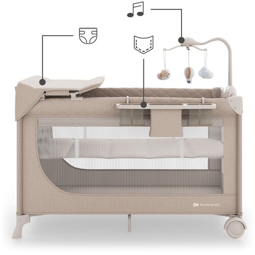 Kinderkraft Putni krevetić LEODY UP, Beige s dodacima Slike