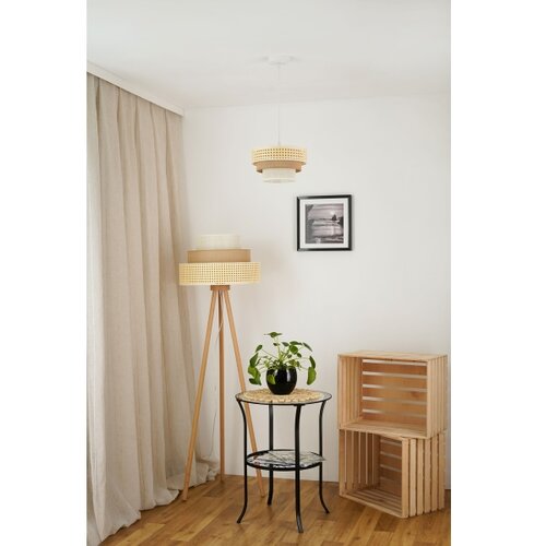  Brilagi - Visilica na sajli CEDAR LUNETA 1xE27/15W/230V, prečnik 25 cm, ratan/braon/krem Slike